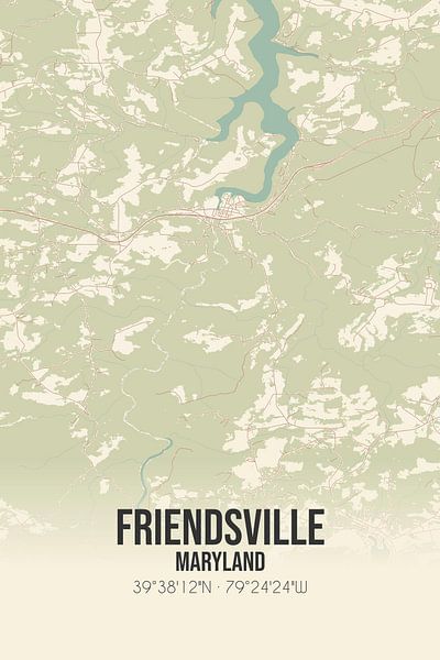 Vintage map of Friendsville (Maryland), USA. by Prints of Place