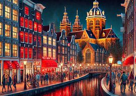 Amsterdam tafereel Red Light District!