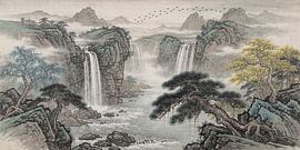 Japanische Landschaft im Nebel von Mad Dog Art