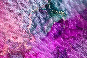 Abstrakte Alcohol-Ink-Malerei auf Leinwand, Pink, Grün und Violett