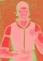 Neon portrait of a peasant woman