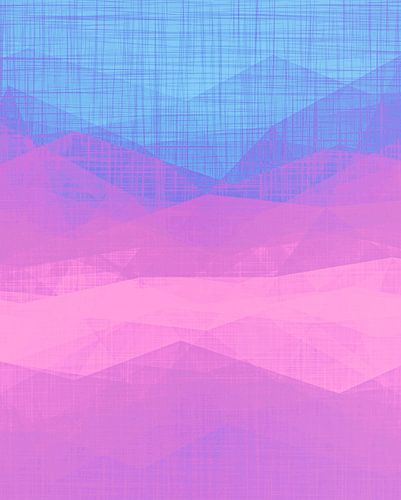 Morning Mist een moderne pop-art expressionist in roze blauw