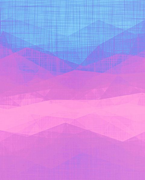 Morgennebel ein moderner Pop Art Expressionist in Pink Blau von FRESH Fine Art