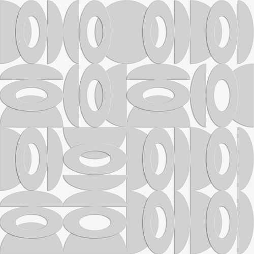 Retro abstract geometry. Ovals and half circles in grey on white. by Dina Dankers