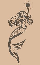 Mermaid with pearl - beige taupe by Emiel de Lange