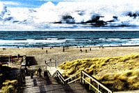 Promeneurs sur la plage de Kijkduin par une belle journée de janvier