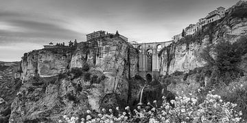 The Puente Nuevo in Ronda in Black and White by Henk Meijer Photography