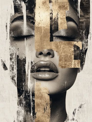 Modern portret met gouden accenten