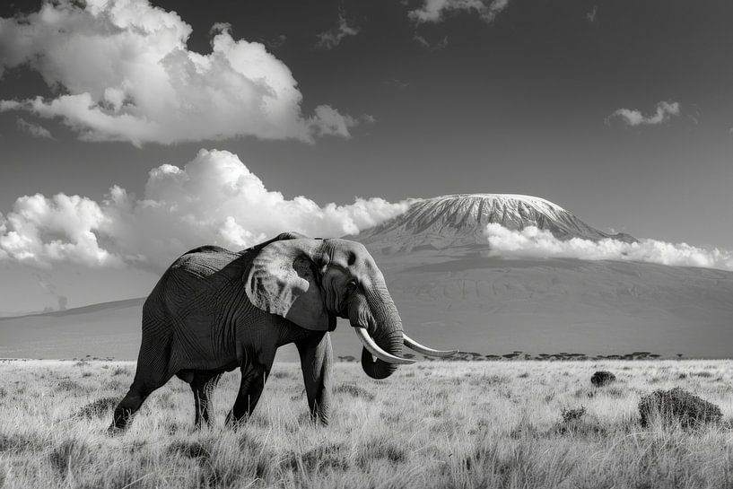 Elefant und Kilimandscharo von Poster Art Shop