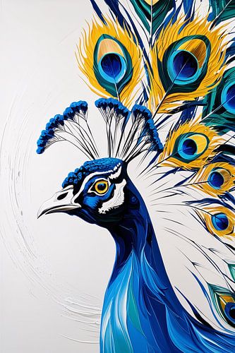 Digitale pauw met kleurrijke veren