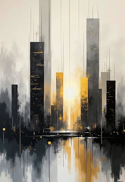 Moderne Abstracte Stad. van AVC Art Studio
