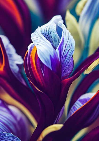 Close-up van een mooie iris gedetailleerd, levendig van Color Square