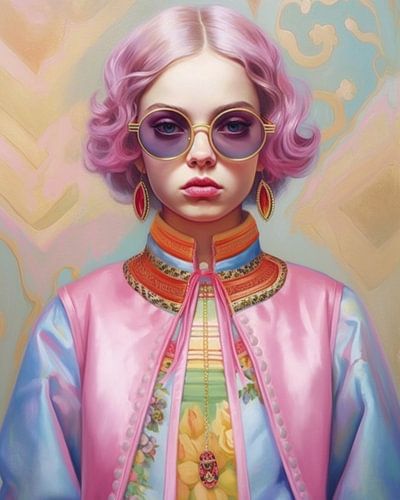 Portrait pop art aux couleurs pastel