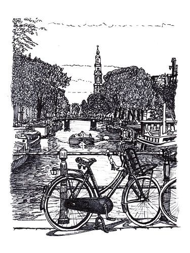 Dessin Prinsengracht Westertoren Amsterdam