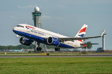 Take-off British Airways Airbus A320-200neo.