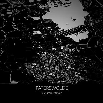 Black-and-white map of Paterswolde, Drenthe. by Rezona