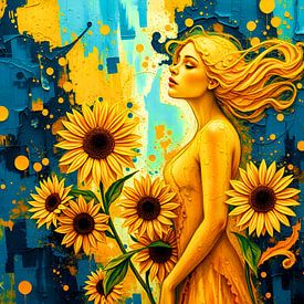 Etherische fluisteringen: abstracte vormen en zonnebloemen van The Art of Mark Fischer