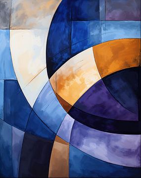 Abstractie in Blauw Paars - no 1 van Marianne Ottemann - OTTI
