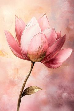 Roze lotus met gouden accenten van Imperial Art House