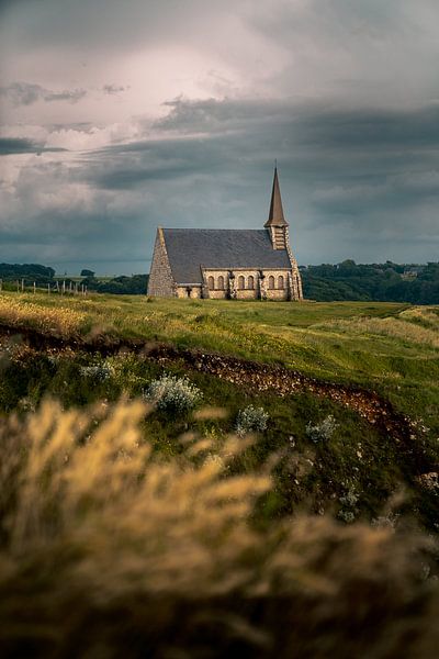 Church Etretat, Normandy at sunset. by Tom in 't Veld
