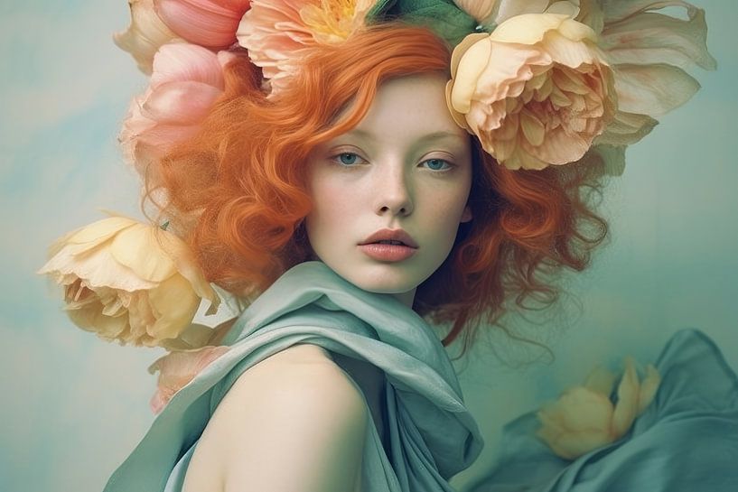 Modern portrait &quot;Just buy me some flowers&quot; by Carla Van Iersel