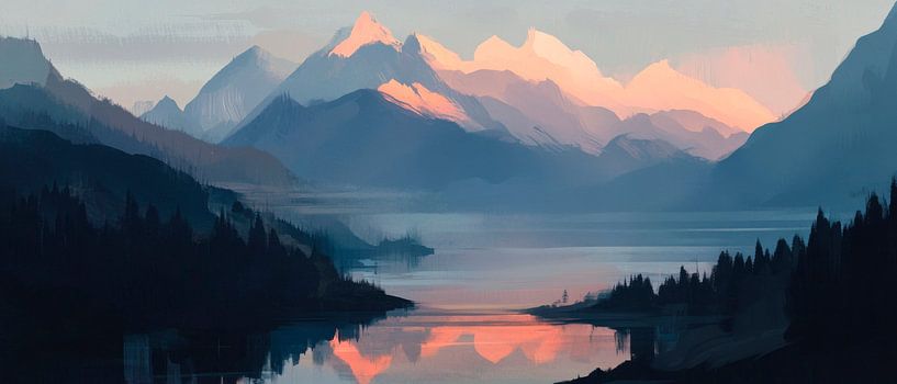 Paysage de lac de montagne par Poster Art Shop