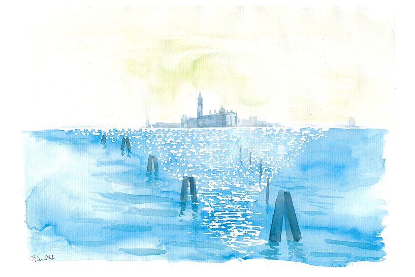 Serenissima lagoon boat trip with sun reflections and San G by Markus Bleichner