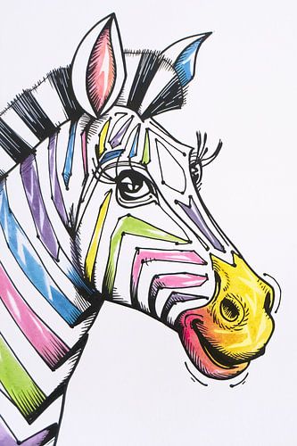 Kleurrijke abstracte zebra kunst