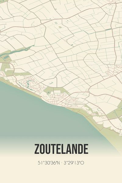 Vintage map of Zoutelande (Zeeland) by Prints of Place