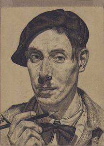 Dick Ket, Selbstporträt mit Hand und Bleistift, 1932