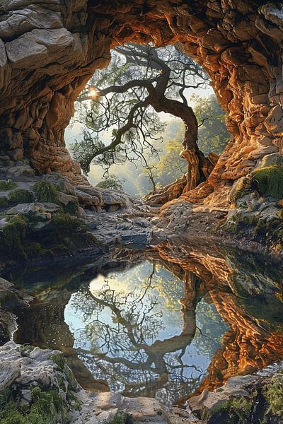 Baumreflexion in Höhle von Art & Soul Creations