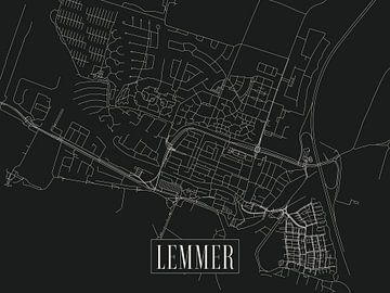 Town map Lemmer - City - Dark variant - Friesland Map by Locus Studio