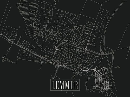 Stadskaart Lemmer - Stad - Donkere variant - Friesland Plattegrond