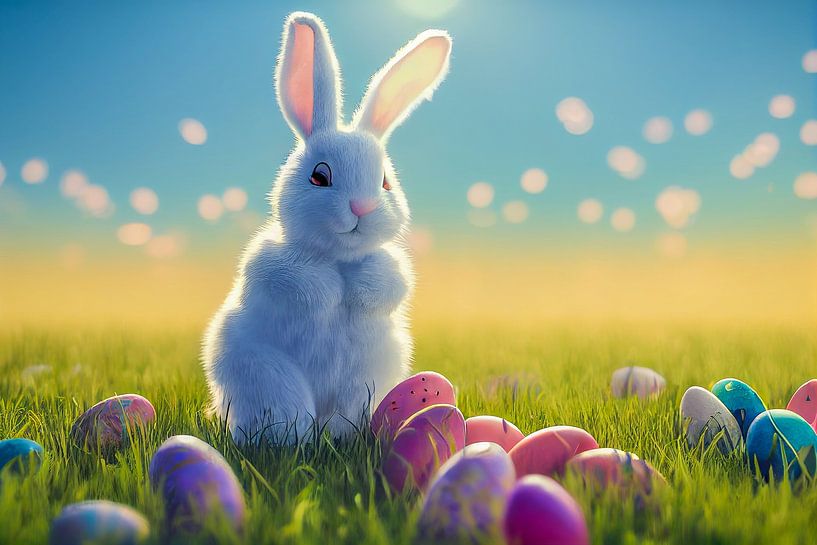 Osterhase mit Eiern, Illustration von Animaflora PicsStock