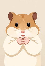 Entzückend süßer Hamster mit geballten Pfoten – Wandbild im süßen Stil
