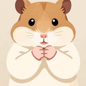 Un hamster adorablement mignon aux pattes serrées - Une décoration murale au charme irrésistible sur MIROKKU
