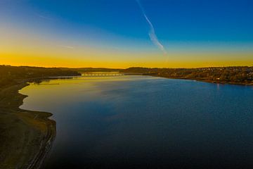 Coucher de soleil sur le réservoir de Möhnesee