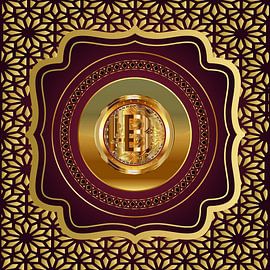 Golden crypto lustre: Unique square canvas print by ADLER & Co / Caj Kessler