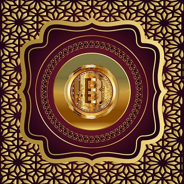 Gouden crypto-glans: Unieke vierkante canvasprint van ADLER & Co / Caj Kessler