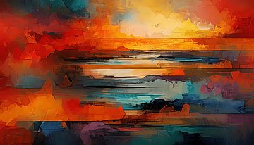 Blazing Horizon Abstract van Abdelaziz Elachaary