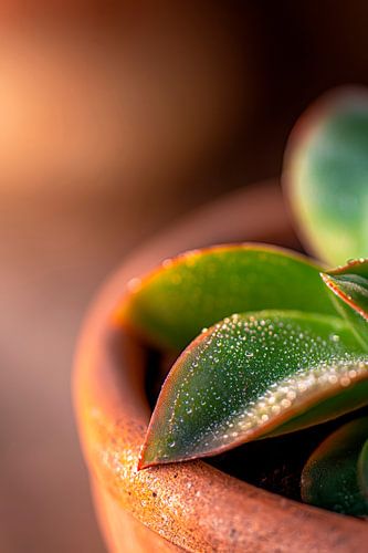 Succulente en pot de fleurs à la lumière