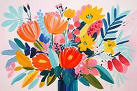 Still life, Bouquet in vase, modern and abstract