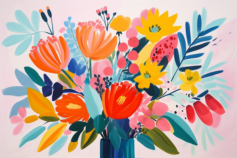 Still life, Bouquet in vase, modern and abstract by Caroline Guerain