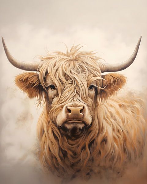 Bruine Schotse Hooglander Portret van But First Framing
