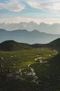 Layers vor dem Mont Blanc bei Sonnenuntergang von Friso van Wassenaer Miniaturansicht
