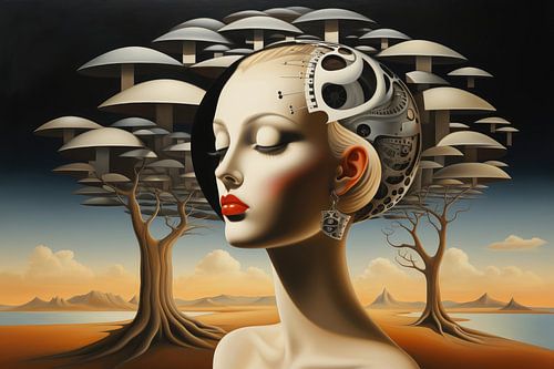 Landscape surreal abstract and bizarre and a woman