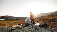 Ons kamp bij zonsondergang naast de Trolltunga in Noorwegen van Guido Boogert thumbnail
