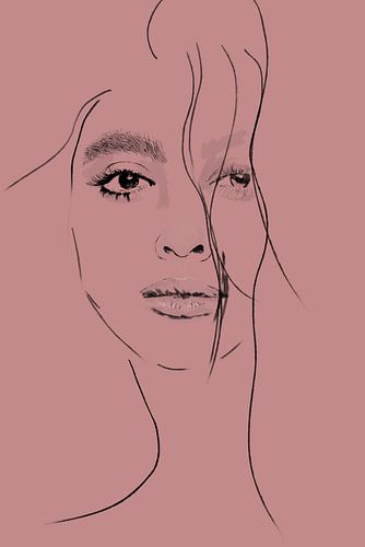 Wild Wonder - Fashionista II in een lijntekening - Modieus portret van een vrouw in Flexa Wild Wonde