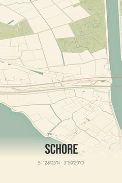 Vintage landkaart van Schore (Zeeland) van MijnStadsPoster