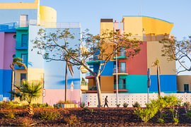 Colorful buildings photographed from the street in the marina by Laurent Renault